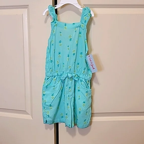 NWT Cat and Jack by Target 5T teal pineapple girls romper